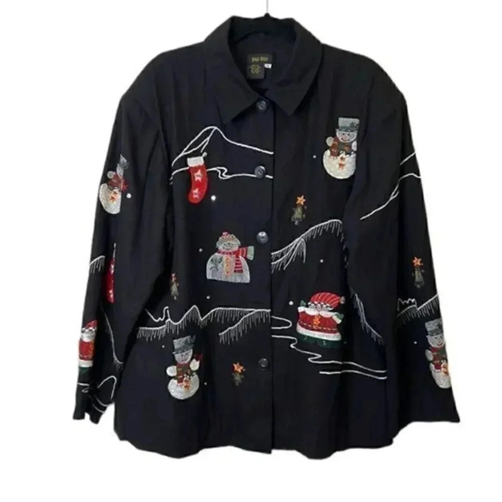 Bala Bala festive Christmas monogrammed silk plus jacket 1X